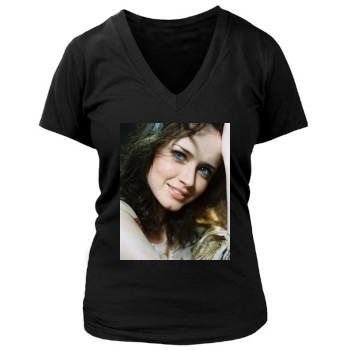 Alexis Bledel Women's Deep V-Neck TShirt