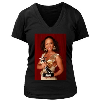 Alicia Keys Women's Deep V-Neck TShirt