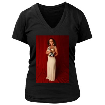 Alicia Keys Women's Deep V-Neck TShirt