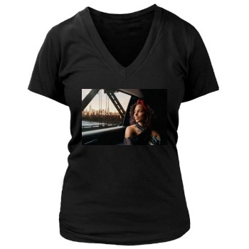 Alicia Keys Women's Deep V-Neck TShirt