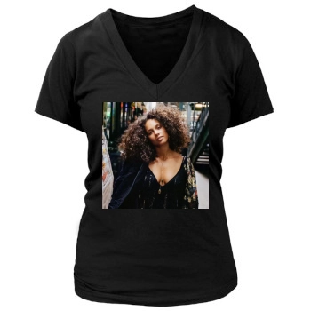 Alicia Keys Women's Deep V-Neck TShirt