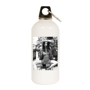 Adriana Lima White Water Bottle With Carabiner