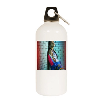 Adriana Lima White Water Bottle With Carabiner