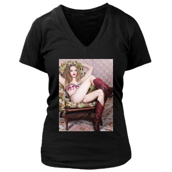 Amanda Seyfried Women's Deep V-Neck TShirt