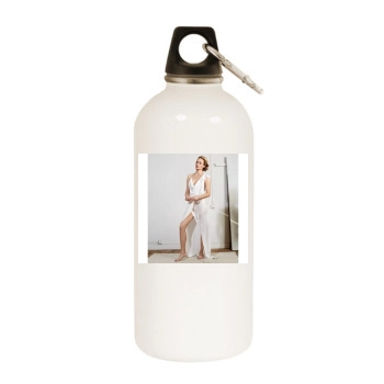 Amber Valletta White Water Bottle With Carabiner