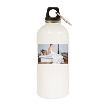 Amber Valletta White Water Bottle With Carabiner