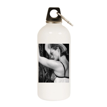 Amber Valletta White Water Bottle With Carabiner