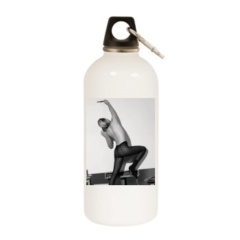 Amber Valletta White Water Bottle With Carabiner