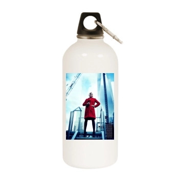 Amber Valletta White Water Bottle With Carabiner