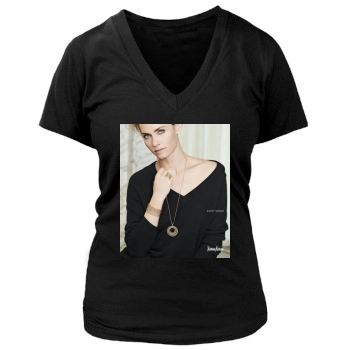 Amber Valletta Women's Deep V-Neck TShirt