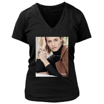 Amber Valletta Women's Deep V-Neck TShirt