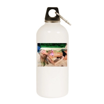 Adriana Karembeu White Water Bottle With Carabiner