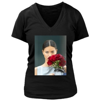 Adriana Lima Women's Deep V-Neck TShirt