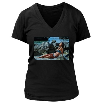 Alessandra Ambrosio Women's Deep V-Neck TShirt