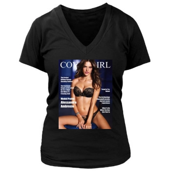 Alessandra Ambrosio Women's Deep V-Neck TShirt