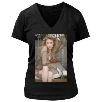 Amber Heard Women's Deep V-Neck TShirt