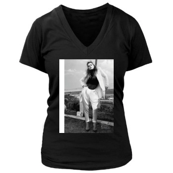 Amber Heard Women's Deep V-Neck TShirt