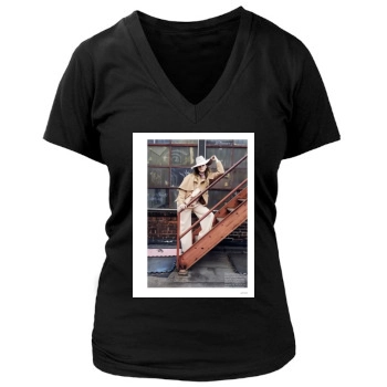 Amber Heard Women's Deep V-Neck TShirt