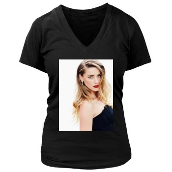 Amber Heard Women's Deep V-Neck TShirt