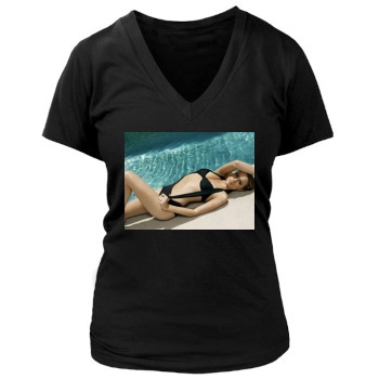 Amber Heard Women's Deep V-Neck TShirt