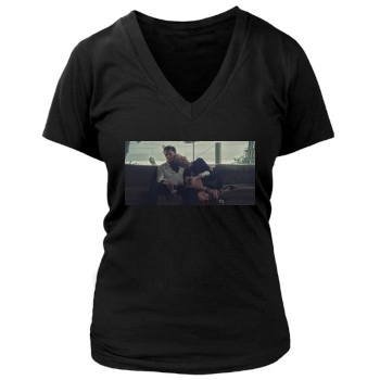 Amber Heard Women's Deep V-Neck TShirt