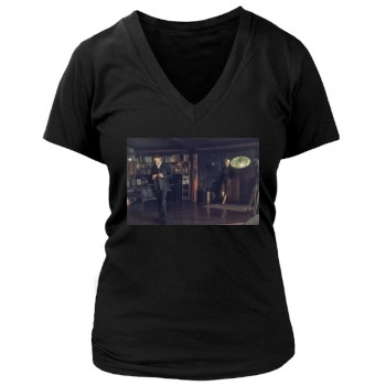 Amber Heard Women's Deep V-Neck TShirt