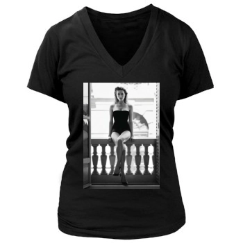 Amber Heard Women's Deep V-Neck TShirt