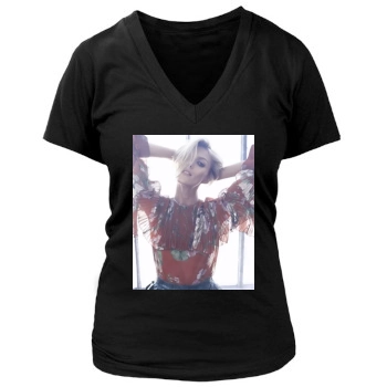 Anja Rubik Women's Deep V-Neck TShirt