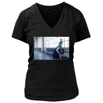 Anja Rubik Women's Deep V-Neck TShirt