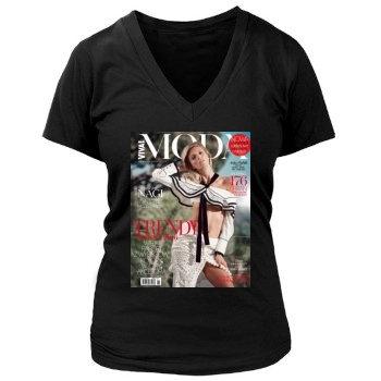 Anja Rubik Women's Deep V-Neck TShirt