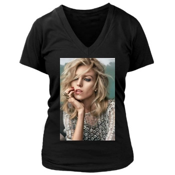 Anja Rubik Women's Deep V-Neck TShirt