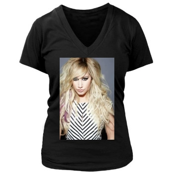 Ashley Tisdale Women's Deep V-Neck TShirt