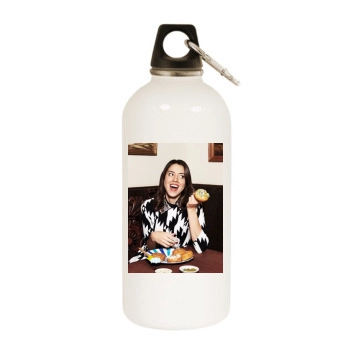 Aubrey Plaza White Water Bottle With Carabiner