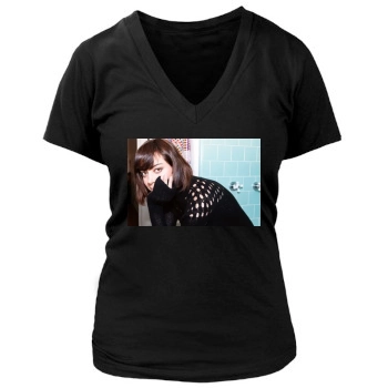 Aubrey Plaza Women's Deep V-Neck TShirt