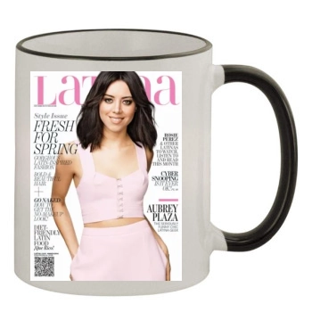 Aubrey Plaza 11oz Colored Rim & Handle Mug