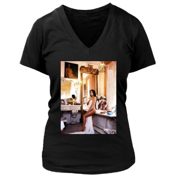 Salma Hayek Women's Deep V-Neck TShirt