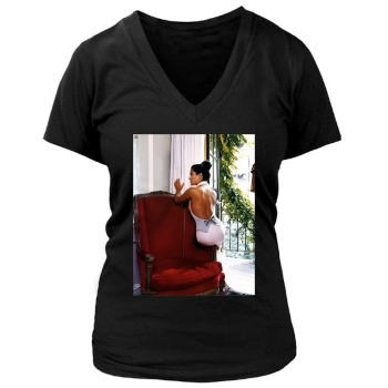 Salma Hayek Women's Deep V-Neck TShirt