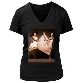 Salma Hayek Women's Deep V-Neck TShirt