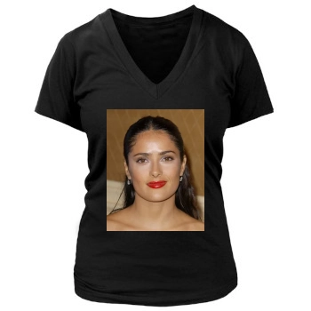 Salma Hayek Women's Deep V-Neck TShirt