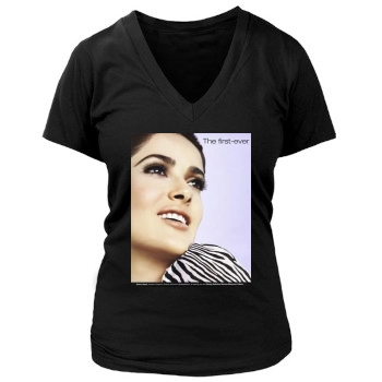 Salma Hayek Women's Deep V-Neck TShirt