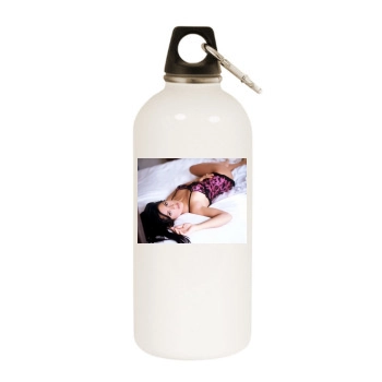 Salma Hayek White Water Bottle With Carabiner