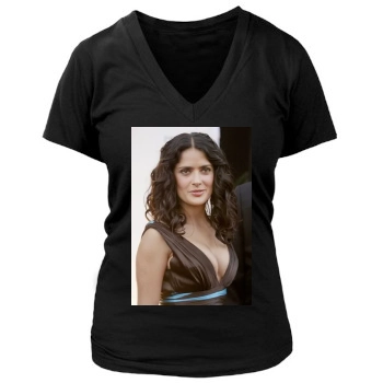 Salma Hayek Women's Deep V-Neck TShirt