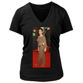 Salma Hayek Women's Deep V-Neck TShirt