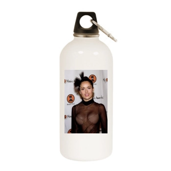 Salma Hayek White Water Bottle With Carabiner