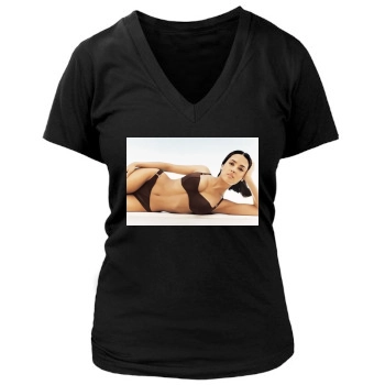 Salma Hayek Women's Deep V-Neck TShirt