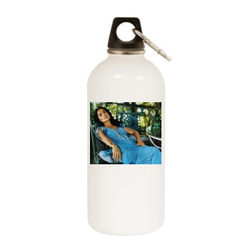 Salma Hayek White Water Bottle With Carabiner