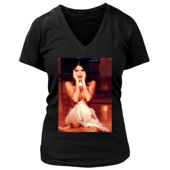 Salma Hayek Women's Deep V-Neck TShirt