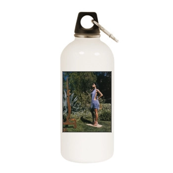 Salma Hayek White Water Bottle With Carabiner