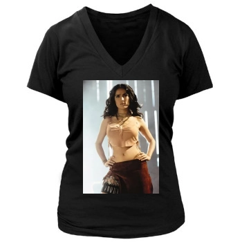 Salma Hayek Women's Deep V-Neck TShirt