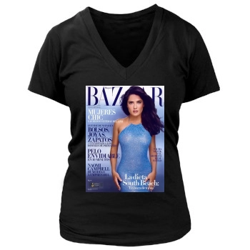 Salma Hayek Women's Deep V-Neck TShirt